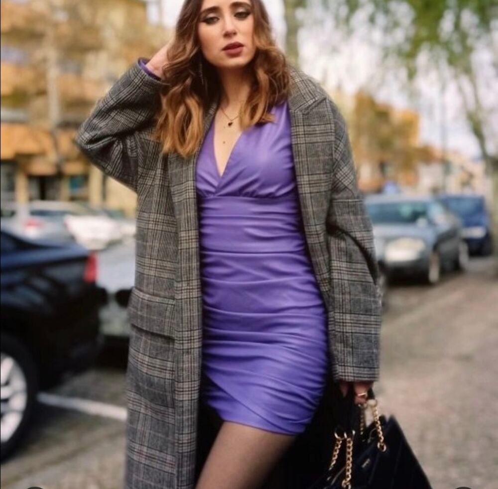 ZARA BLOGGER FAVORITE FAUX LEATHER DRESS PURPLE